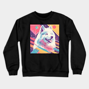 70s Samoyed Vibes: Pastel Pup Parade Crewneck Sweatshirt